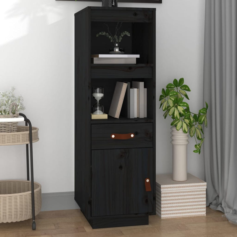vidaXL sötéts tömör fenyőfa magasszekrény 34 x 40 x 108,5 cm