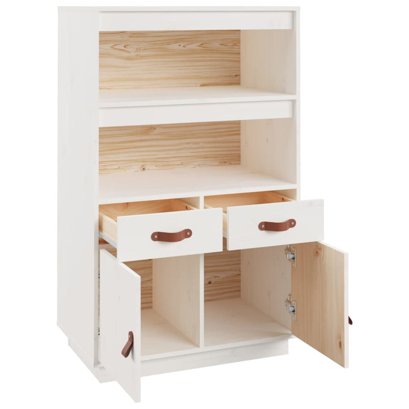 vidaXL fehér tömör fenyőfa magasszekrény 67 x 40 x 108,5 cm