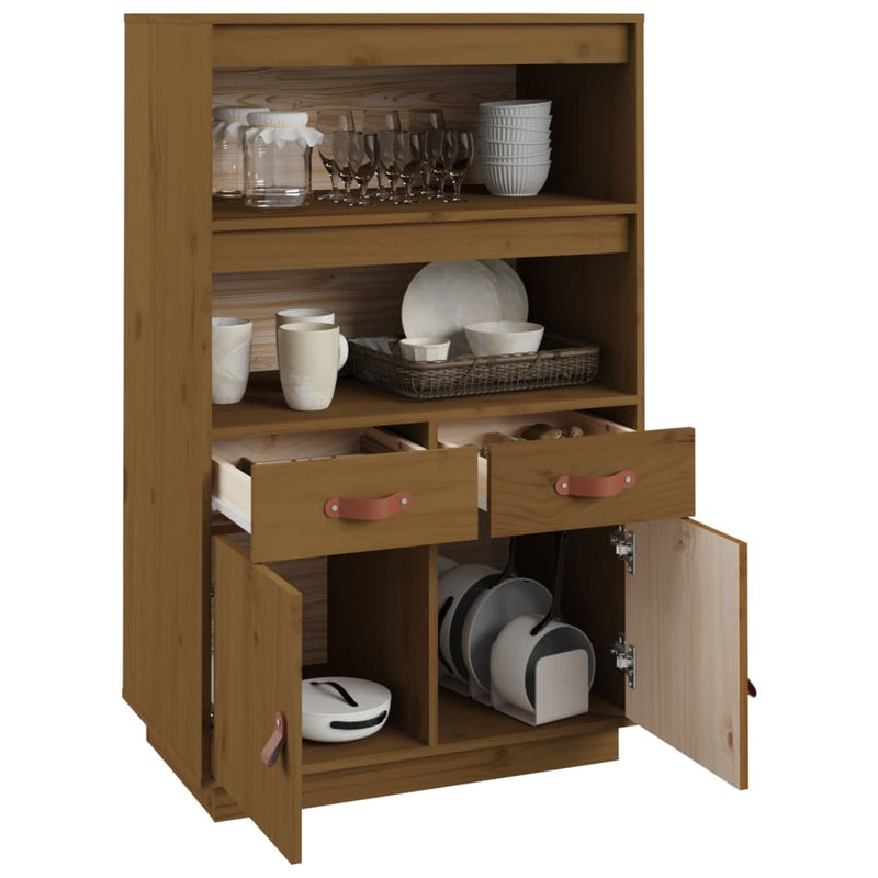 vidaXL mézbarna tömör fenyőfa magasszekrény 67 x 40 x 108,5 cm
