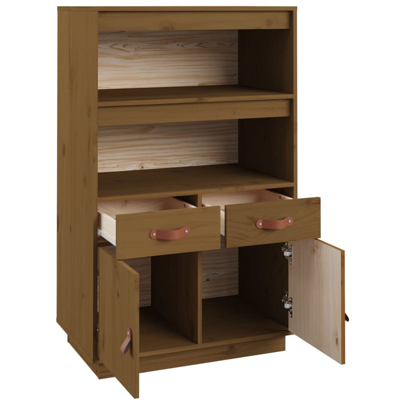 vidaXL mézbarna tömör fenyőfa magasszekrény 67 x 40 x 108,5 cm