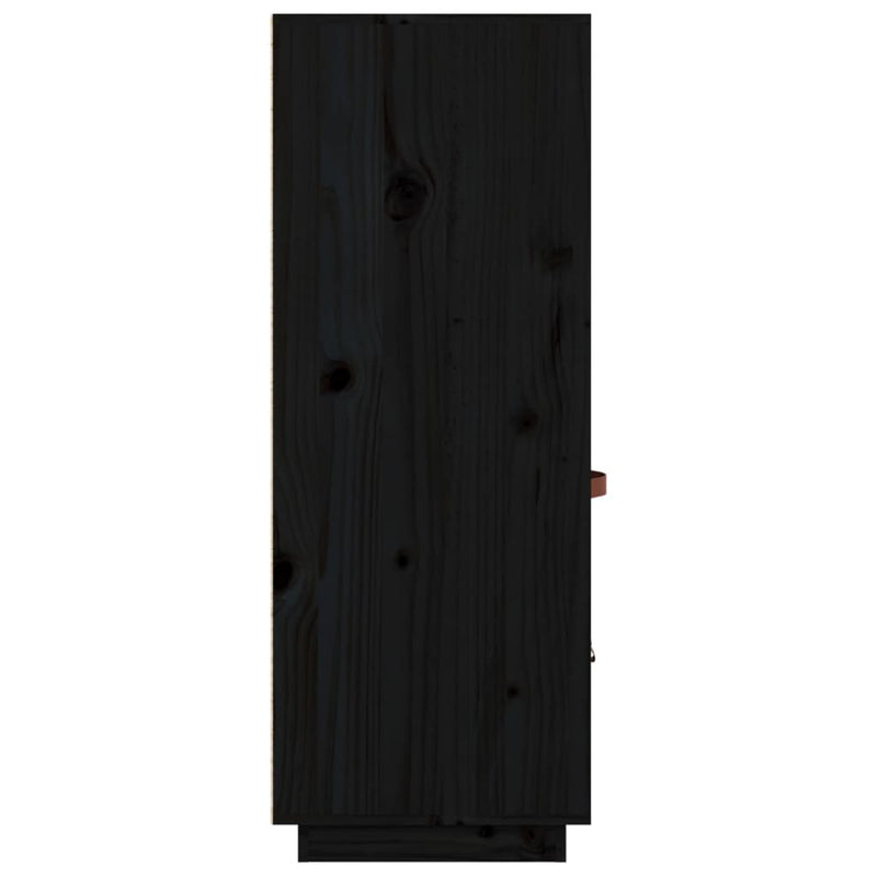 vidaXL fekete tömör fenyőfa magasszekrény 67 x 40 x 108,5 cm