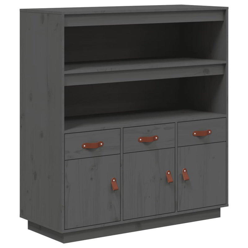 vidaXL szürke tömör fenyőfa magasszekrény 100 x 40 x 108,5 cm