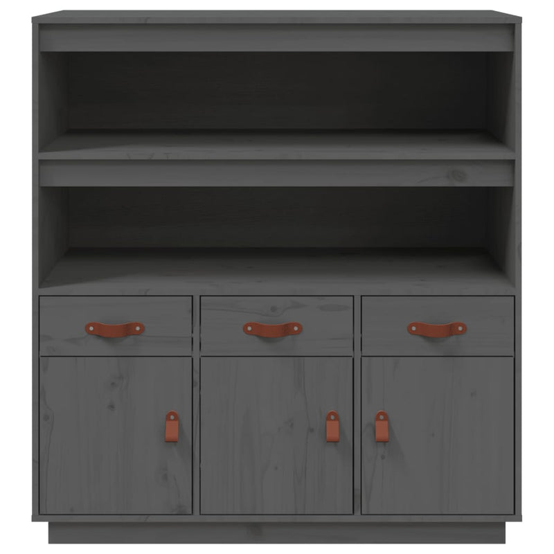 vidaXL szürke tömör fenyőfa magasszekrény 100 x 40 x 108,5 cm