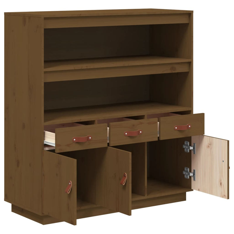 vidaXL mézbarna tömör fenyőfa magasszekrény 100 x 40 x 108,5 cm