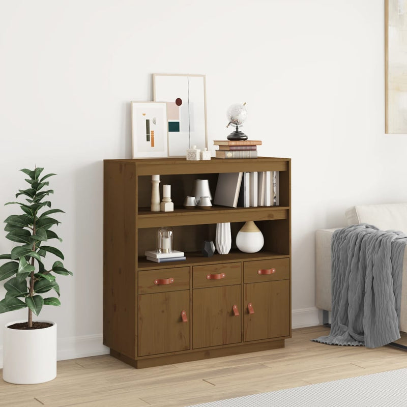 vidaXL mézbarna tömör fenyőfa magasszekrény 100 x 40 x 108,5 cm