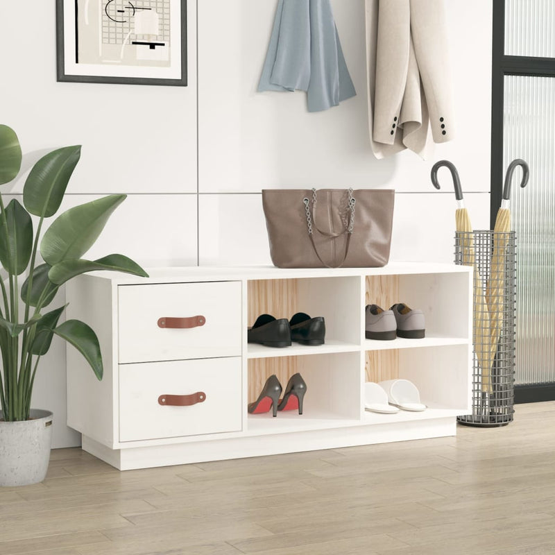 vidaXL fehér tömör fenyőfa cipőtároló pad 100 x 34 x 45 cm