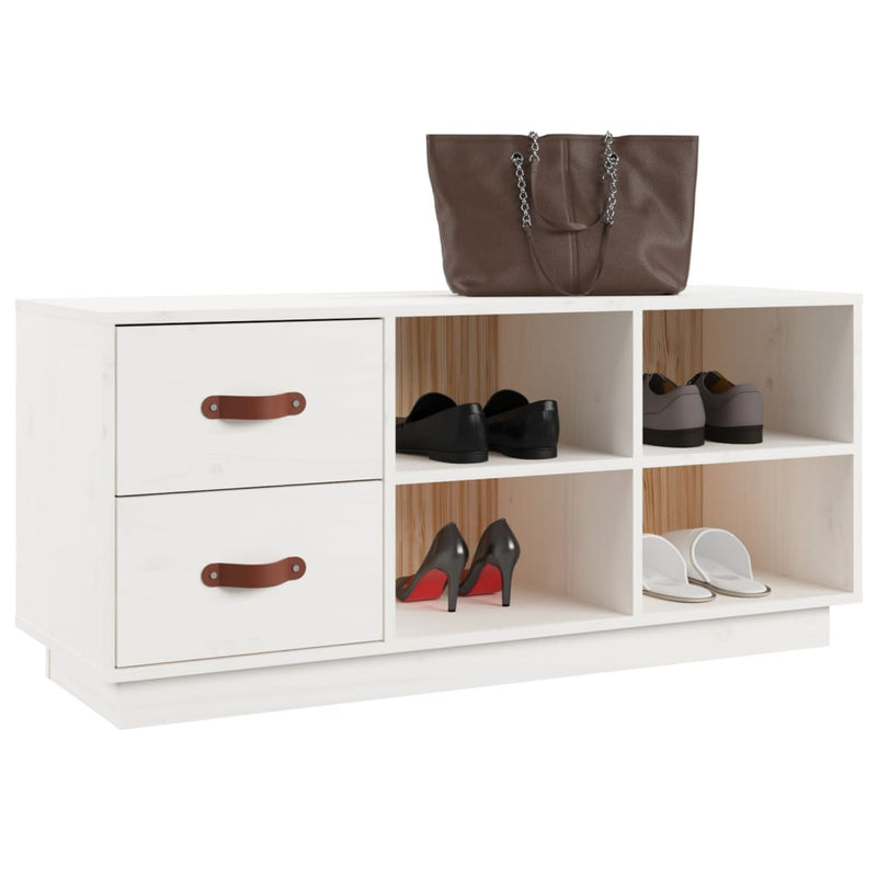 vidaXL fehér tömör fenyőfa cipőtároló pad 100 x 34 x 45 cm