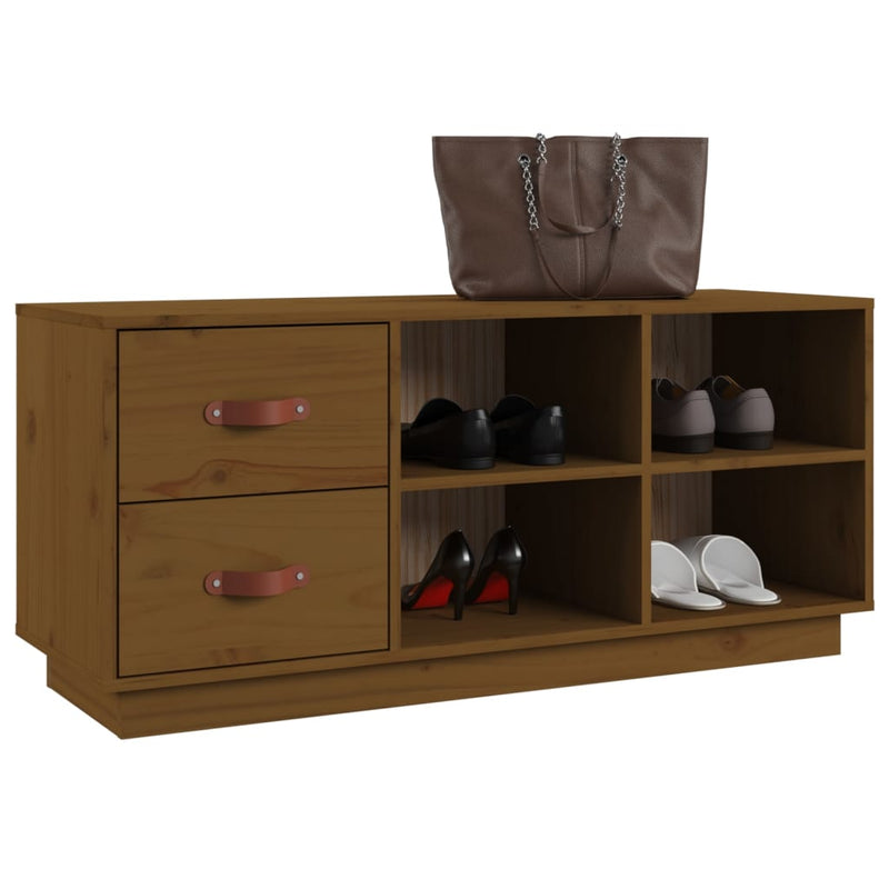 vidaXL mézbarna tömör fenyőfa cipőtároló pad 100 x 34 x 45 cm