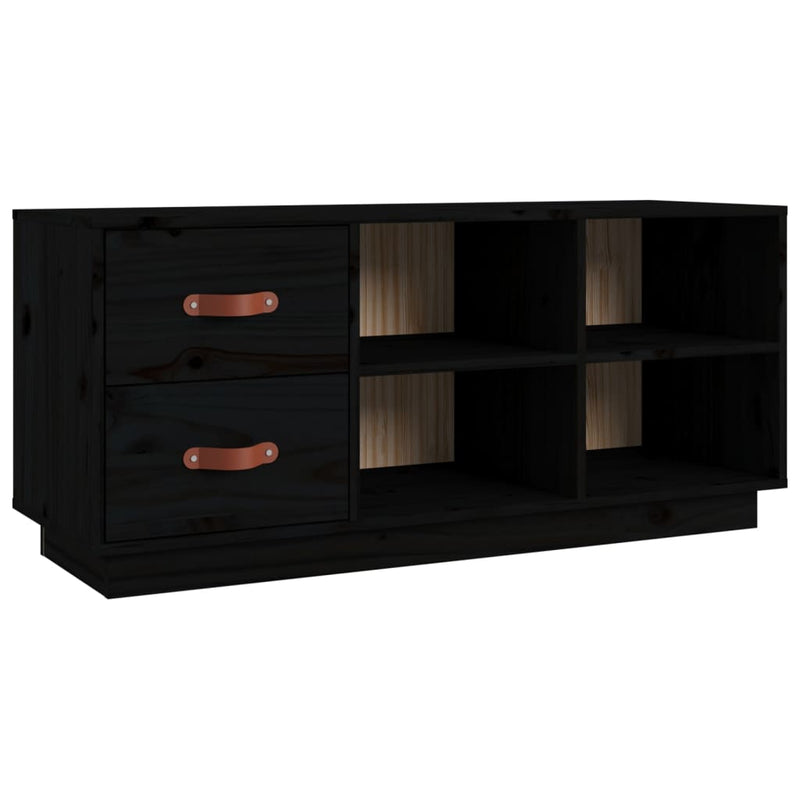 vidaXL fekete tömör fenyőfa cipőtároló pad 100 x 34 x 45 cm