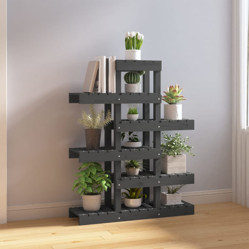 vidaXL szürke tömör fenyőfa növénytartó 85 x 25 x 109,5 cm