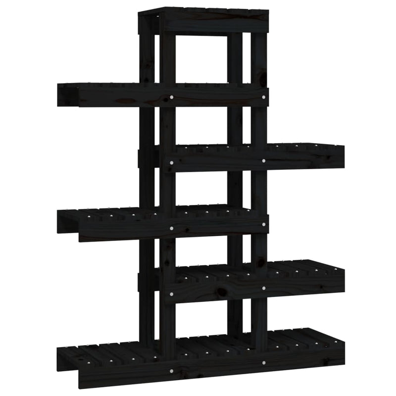 vidaXL fekete tömör fenyőfa növénytartó 85 x 25 x 109,5 cm