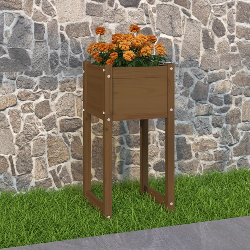 vidaXL mézbarna tömör fenyőfa növénytartó 40x40x81 cm
