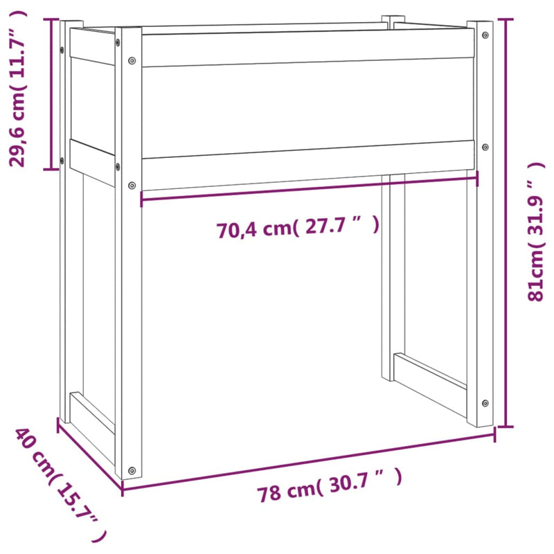 vidaXL fehér tömör fenyőfa növénytartó 78 x 40 x 81 cm