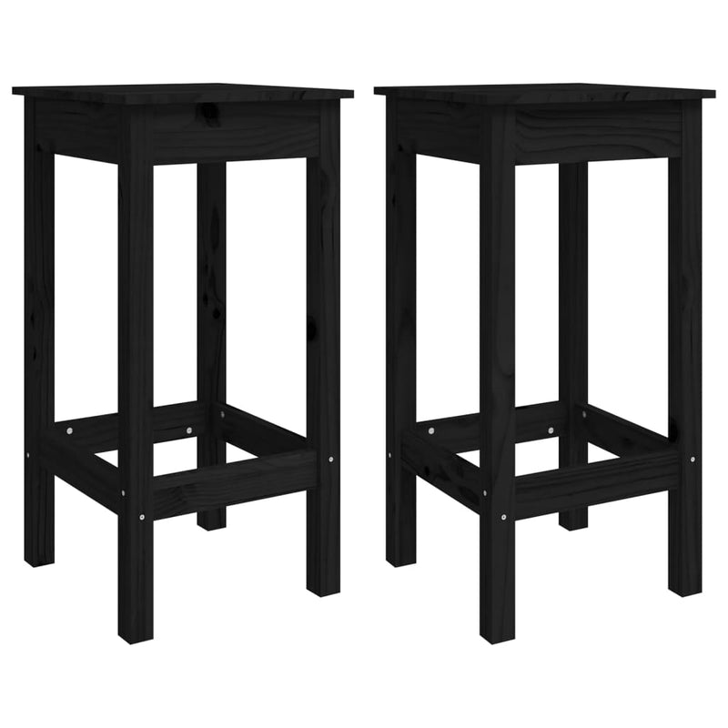 vidaXL 2 db fekete tömör fenyőfa bárszék 40 x 40 x 78 cm