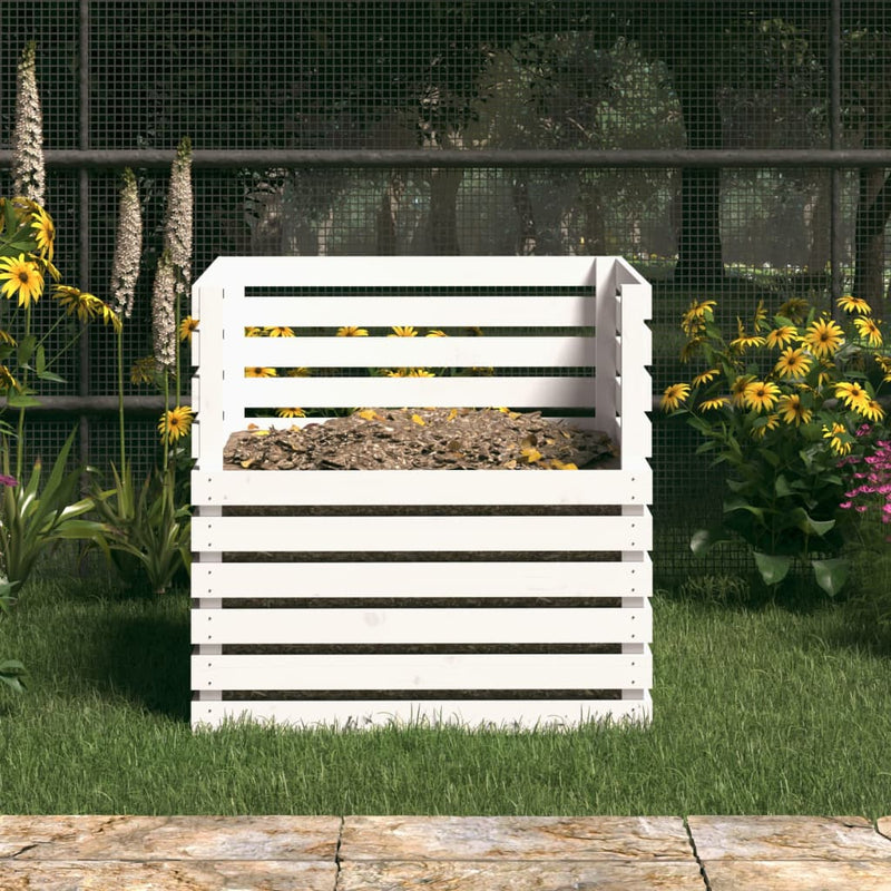 vidaXL fehér tömör fenyőfa komposztáló 80 x 80 x 78 cm