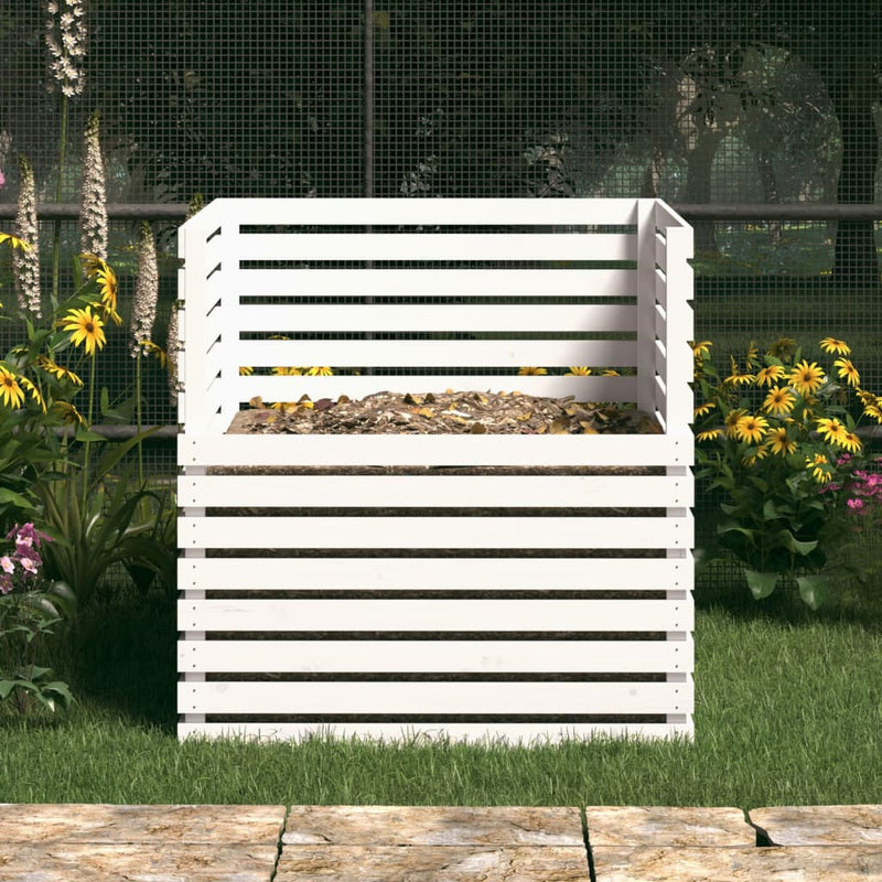 vidaXL fehér tömör fenyőfa komposztáló 100x100x102 cm