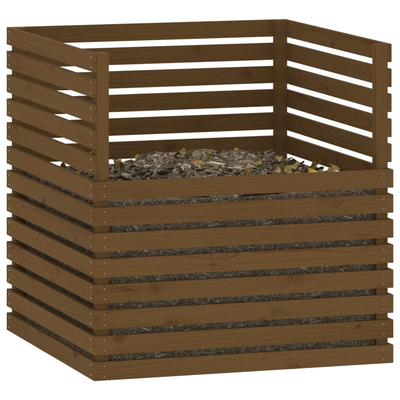 vidaXL barna tömör fenyőfa komposztáló 100 x 100 x 102 cm