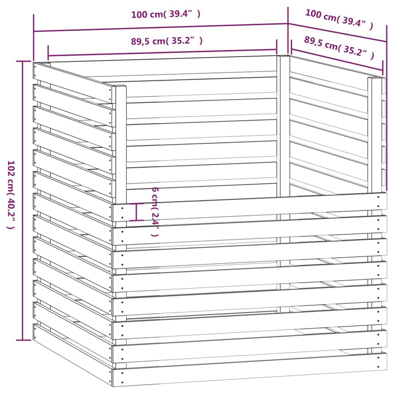 vidaXL barna tömör fenyőfa komposztáló 100 x 100 x 102 cm