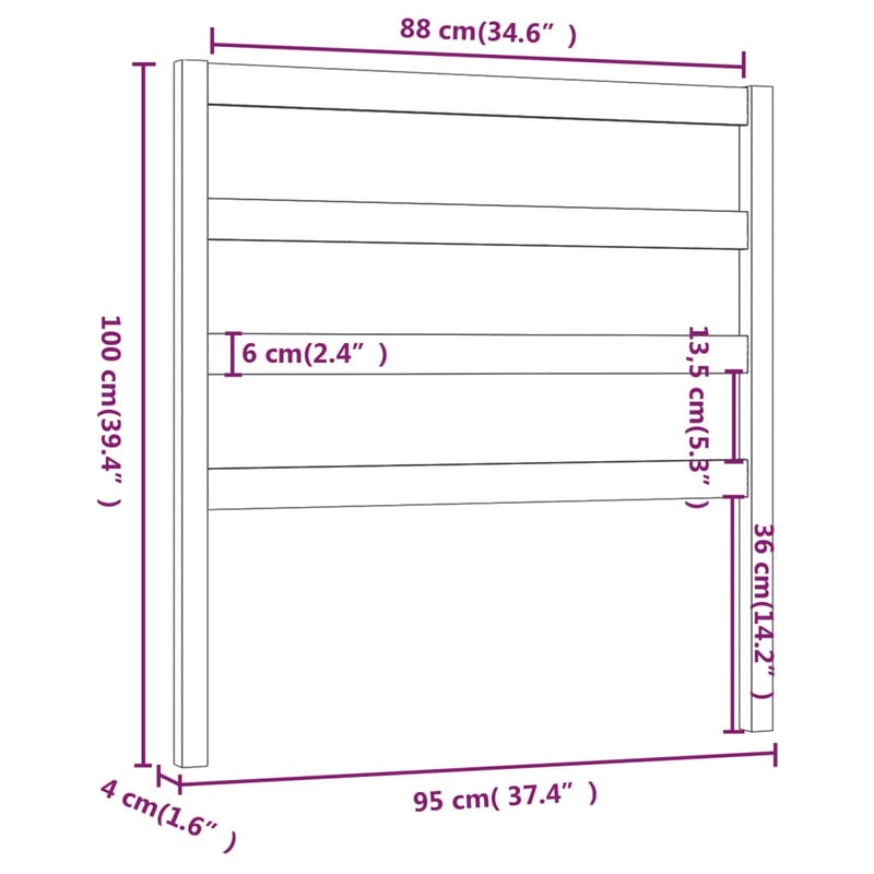 vidaXL tömör fenyőfa ágy fejtámla 95 x 4 x 100 cm