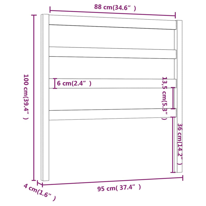 vidaXL fekete tömör fenyőfa ágy fejtámla 95 x 4 x 100 cm