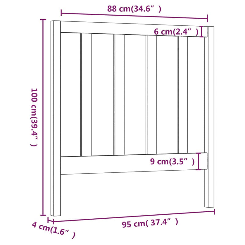 vidaXL szürke tömör fenyőfa ágy fejtámla 95 x 4 x 100 cm