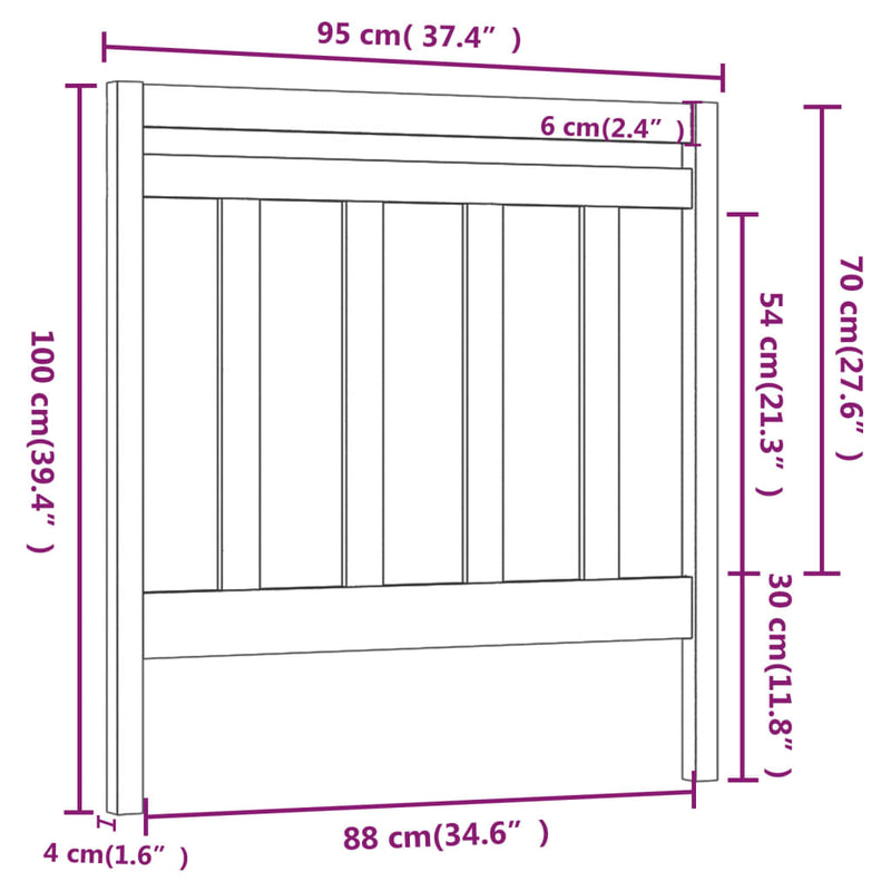 vidaXL tömör fenyőfa ágy fejtámla 95 x 4 x 100 cm