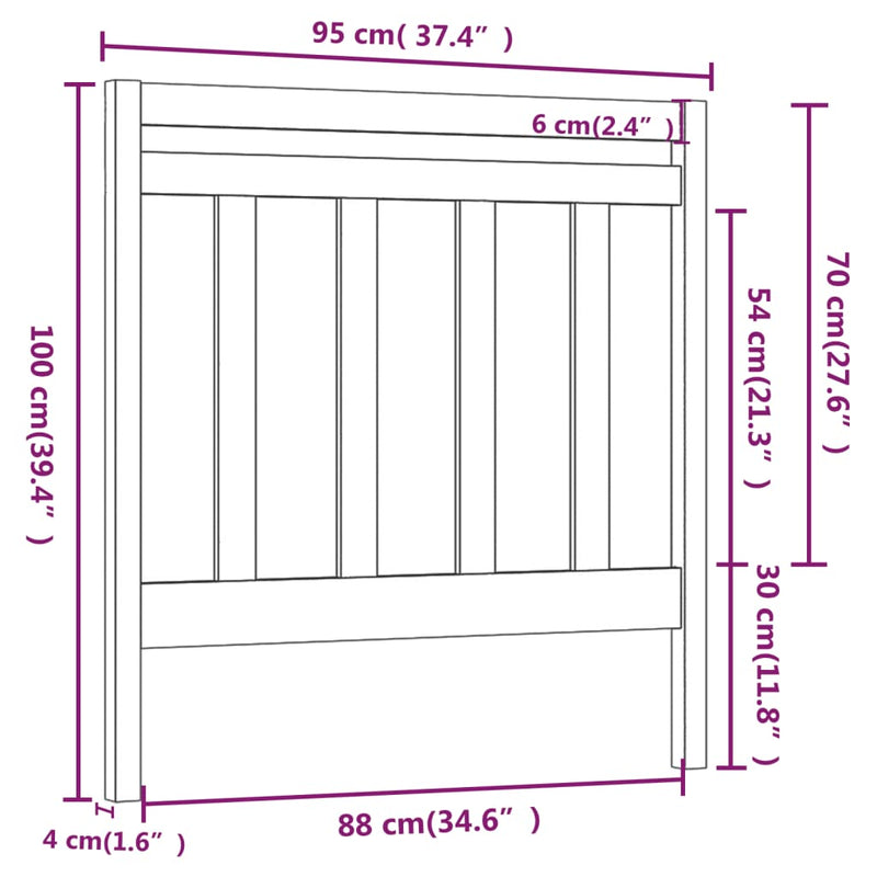 vidaXL fehér tömör fenyőfa ágy fejtámla 95 x 4 x 100 cm