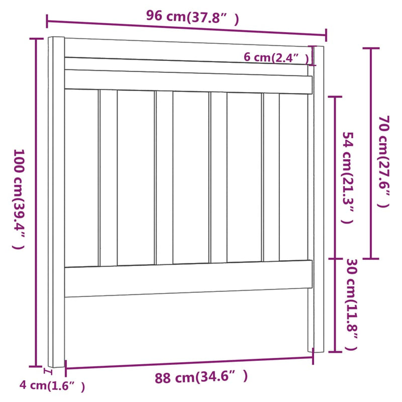 vidaXL fekete tömör fenyőfa ágy fejtámla 95 x 4 x 100 cm
