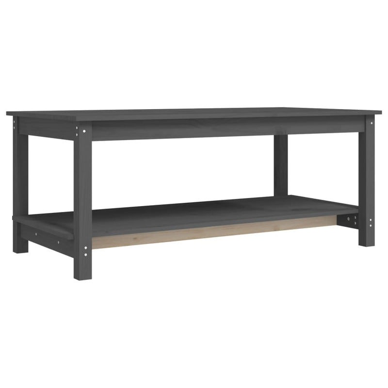 vidaXL szürke tömör fenyőfa dohányzóasztal 110 x 55 x 45 cm