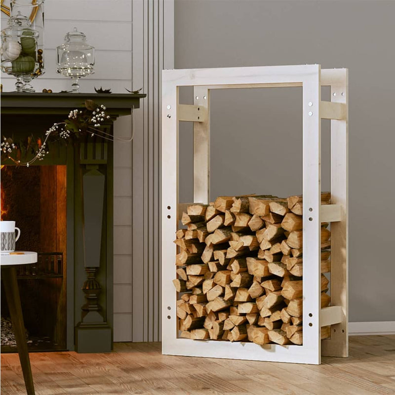 vidaXL fehér tömör fenyőfa tűzifatartó állvány 60 x 25 x 100 cm