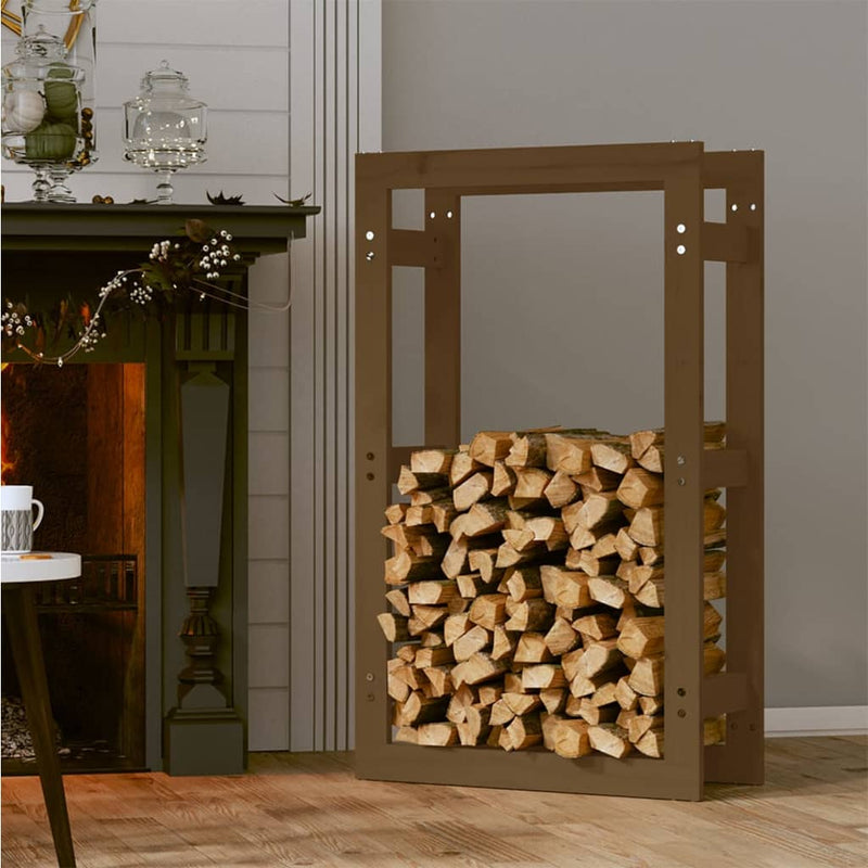vidaXL mézbarna tömör fenyőfa tűzifatartó állvány 60 x 25 x 100 cm