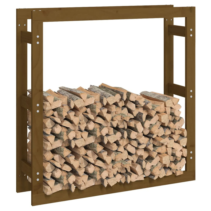 vidaXL mézbarna tömör fenyőfa tűzifatartó állvány 100x25x100 cm