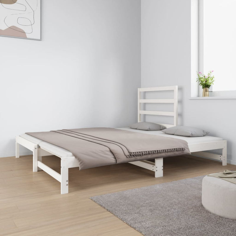 vidaXL fehér tömör fenyőfa kihúzható kanapéágy 2x(90x190) cm