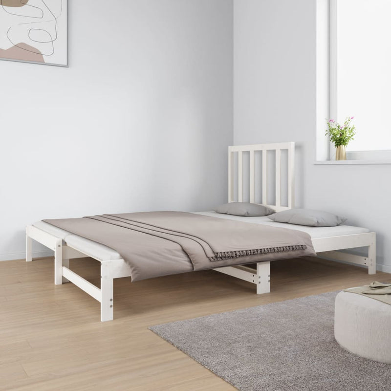 vidaXL fehér tömör fenyőfa kihúzható kanapéágy 2x(90x190) cm