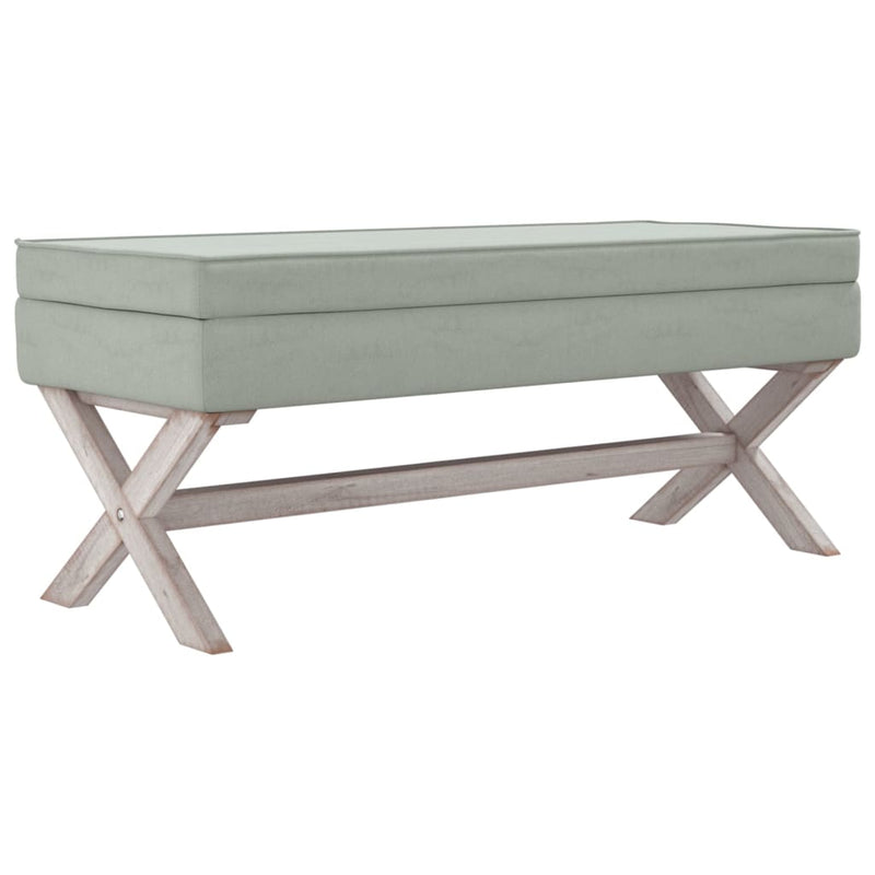 vidaXL világosszürke bársony tárolóülőke 110 x 45 x 49 cm
