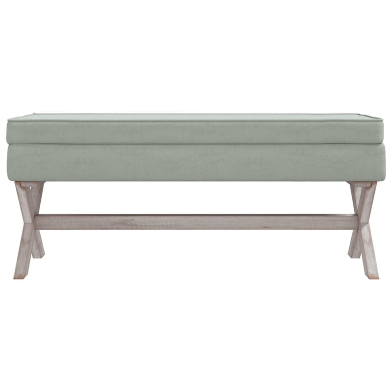 vidaXL világosszürke bársony tárolóülőke 110 x 45 x 49 cm