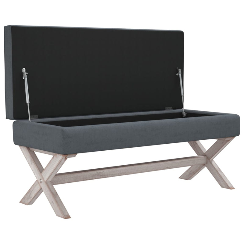 vidaXL sötétszürke bársony tárolóülőke 110 x 45 x 49 cm
