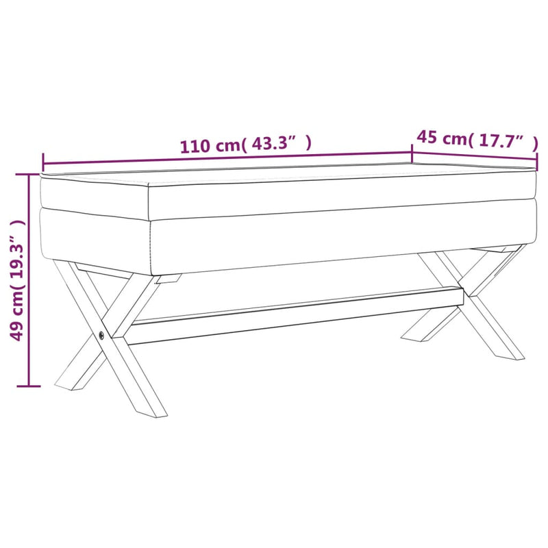 vidaXL sötétszürke bársony tárolóülőke 110 x 45 x 49 cm
