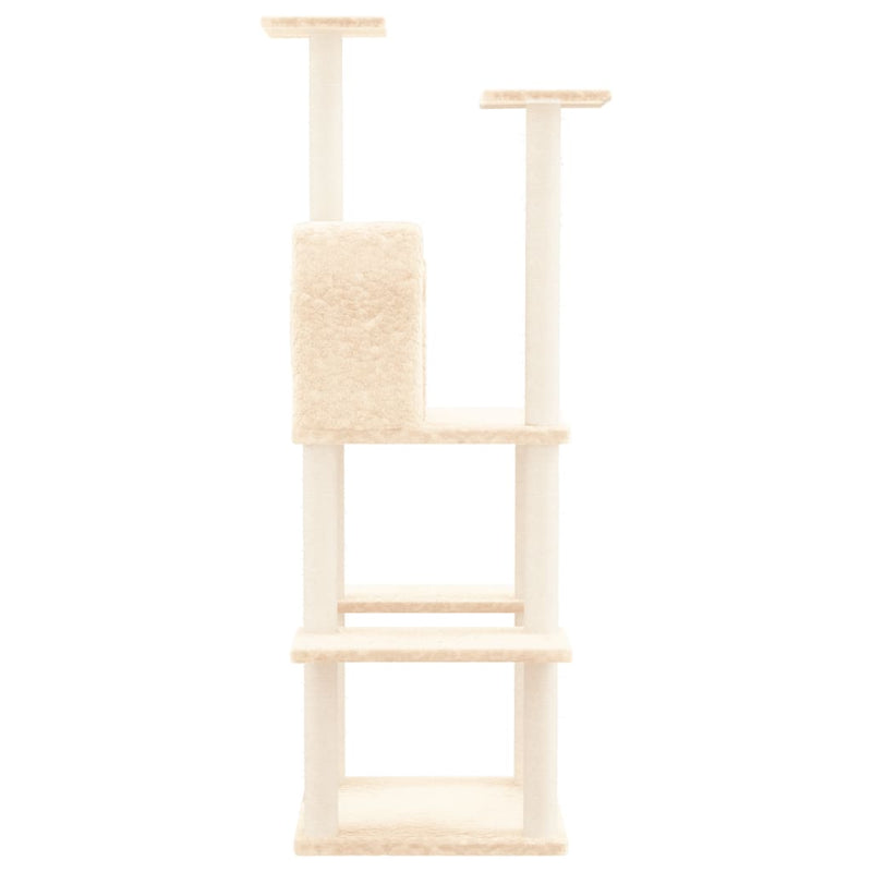 vidaXL krémszínű macskabútor szizál kaparófákkal 144,5 cm