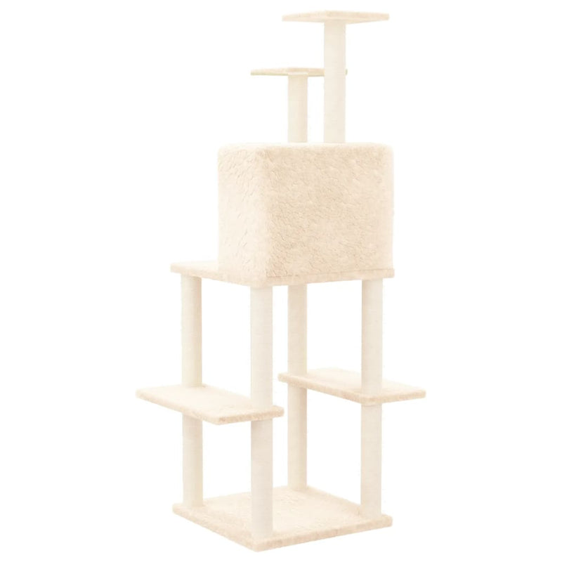vidaXL krémszínű macskabútor szizál kaparófákkal 144,5 cm