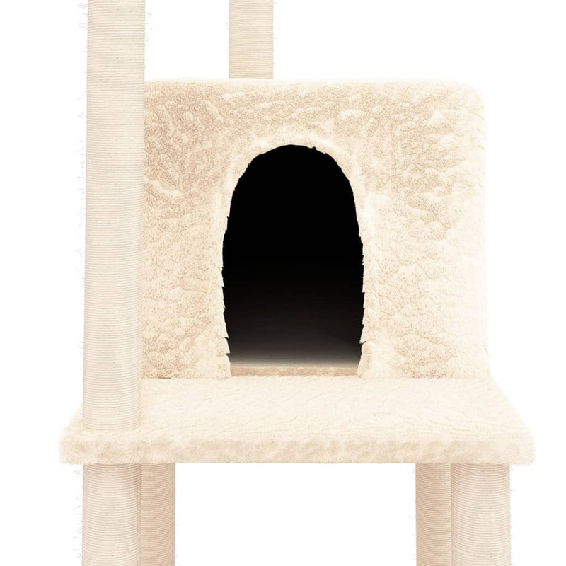 vidaXL krémszínű macskabútor szizál kaparófákkal 144,5 cm