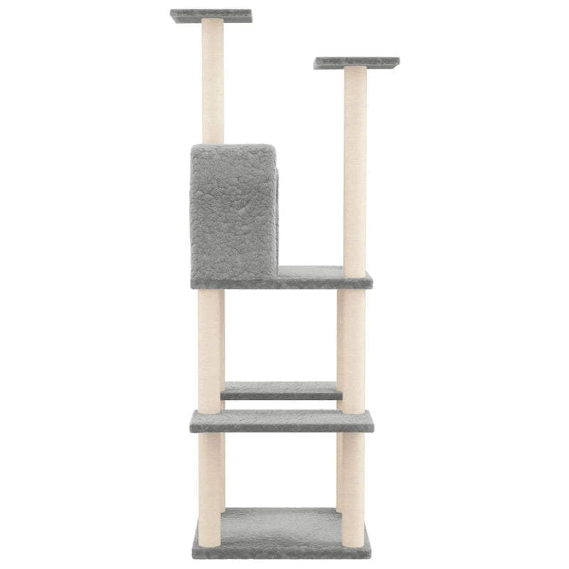 vidaXL világosszürke macskabútor szizál kaparófákkal 144,5 cm