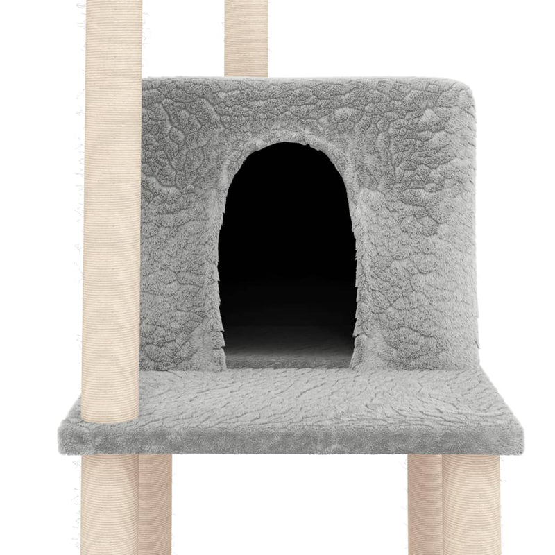 vidaXL világosszürke macskabútor szizál kaparófákkal 144,5 cm