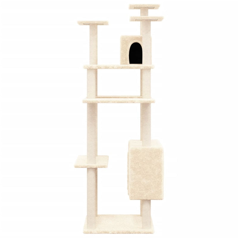 vidaXL krémszínű macskabútor szizál kaparófákkal 162 cm