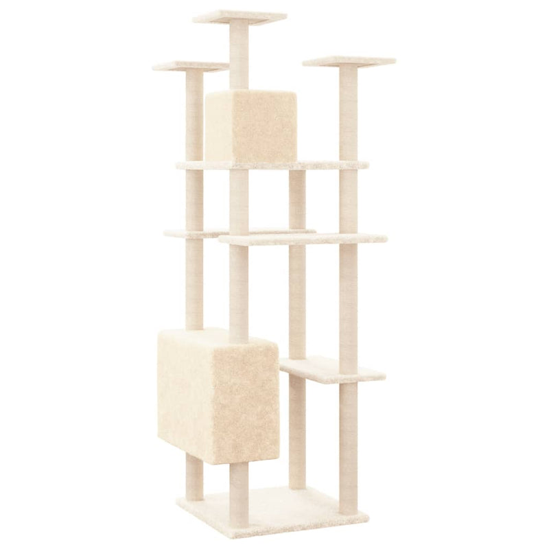 vidaXL krémszínű macskabútor szizál kaparófákkal 162 cm