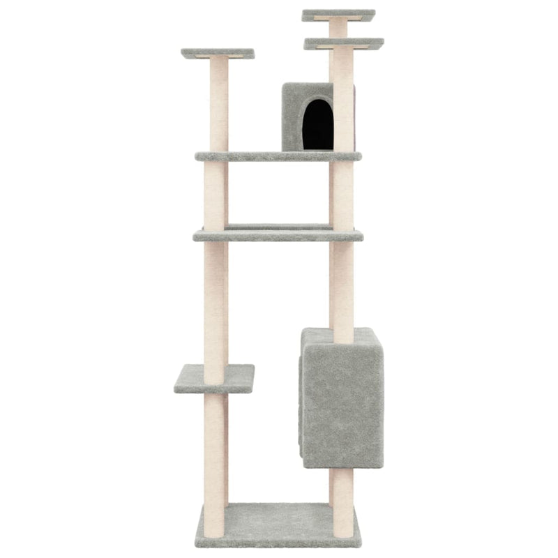 vidaXL világosszürke macskabútor szizál kaparófákkal 162 cm