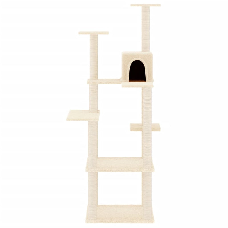 vidaXL krémszínű macskabútor szizál kaparófákkal 153 cm