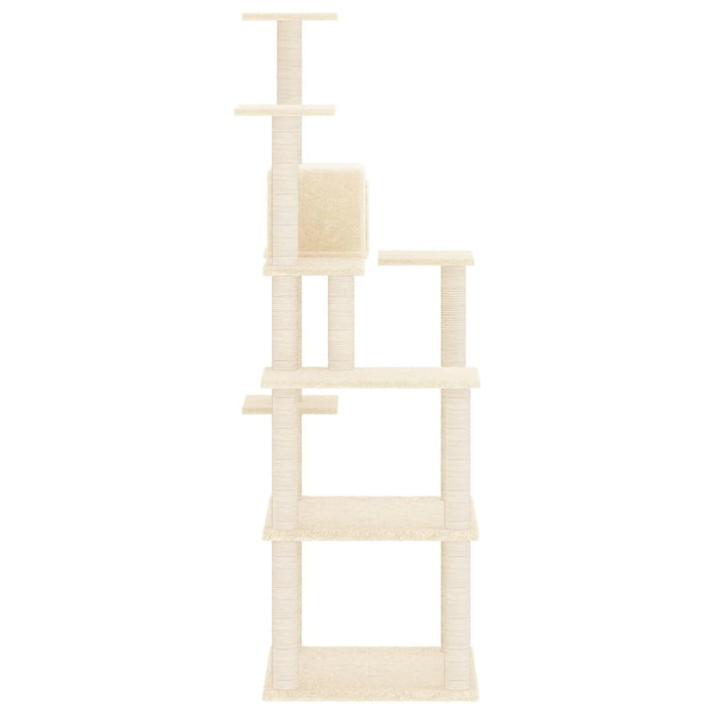vidaXL krémszínű macskabútor szizál kaparófákkal 153 cm