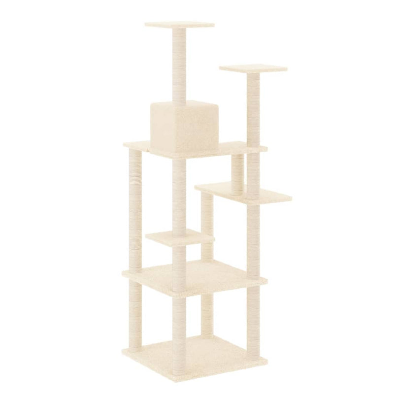 vidaXL krémszínű macskabútor szizál kaparófákkal 153 cm