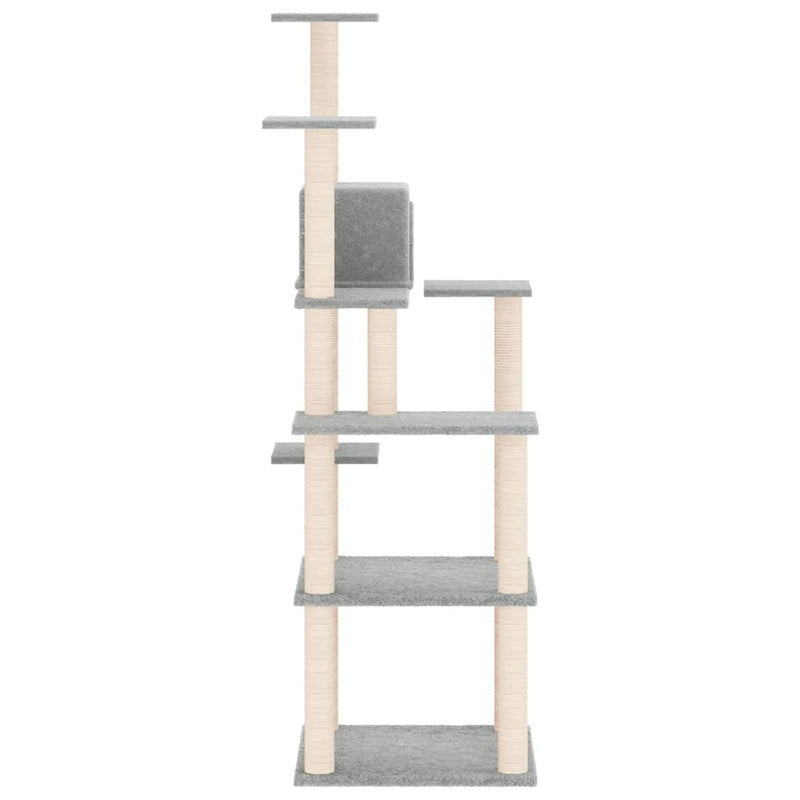vidaXL világosszürke macskabútor szizál kaparófákkal 153 cm